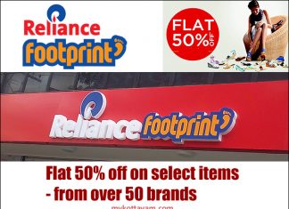 Reliance Footprint – Flat 50% Off on Select Items Offers at Kottayam